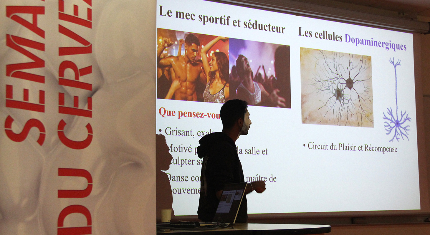 Mohamad Allouche durant la soirée Semaine du Cerveau au GIN 